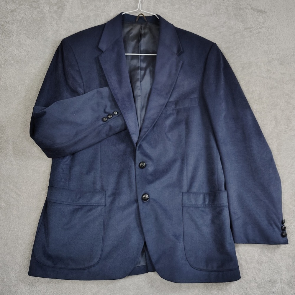 Vintage Farah Blue Suede Sport Coat‎ Blazer Suit jacket Retro 44R Velvet
